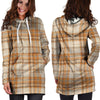 Beige Plaid Tartan Print Hoodie Dress-grizzshop