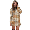 Beige Plaid Tartan Print Hoodie Dress-grizzshop