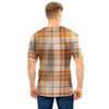 Beige Plaid Tartan Print Men T Shirt-grizzshop