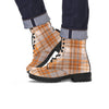 Beige Plaid Tartan Print Men's Boots-grizzshop