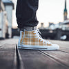 Beige Plaid Tartan Print Men's High Top Shoes-grizzshop