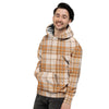 Beige Plaid Tartan Print Men's Hoodie-grizzshop