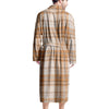 Beige Plaid Tartan Print Men's Robe-grizzshop