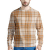 Beige Plaid Tartan Print Men's Sweatshirt-grizzshop