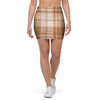 Beige Plaid Tartan Print Mini Skirt-grizzshop