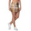 Beige Plaid Tartan Print Mini Skirt-grizzshop