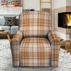 Beige Plaid Tartan Print Recliner Cover-grizzshop