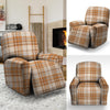 Beige Plaid Tartan Print Recliner Cover-grizzshop