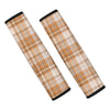 Beige Plaid Tartan Print Seat Belt Cover-grizzshop