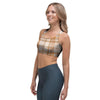 Beige Plaid Tartan Print Sports Bra-grizzshop