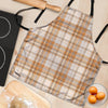 Beige Plaid Tartan Print Women's Apron-grizzshop