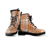 Beige Plaid Tartan Print Women's Boots-grizzshop