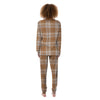 Beige Plaid Tartan Print Women's Pajamas-grizzshop