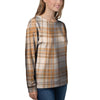 Beige Plaid Tartan Print Women's Sweatshirt-grizzshop