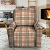 Beige Plaid Tartan Recliner Cover-grizzshop