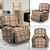 Beige Plaid Tartan Recliner Cover-grizzshop