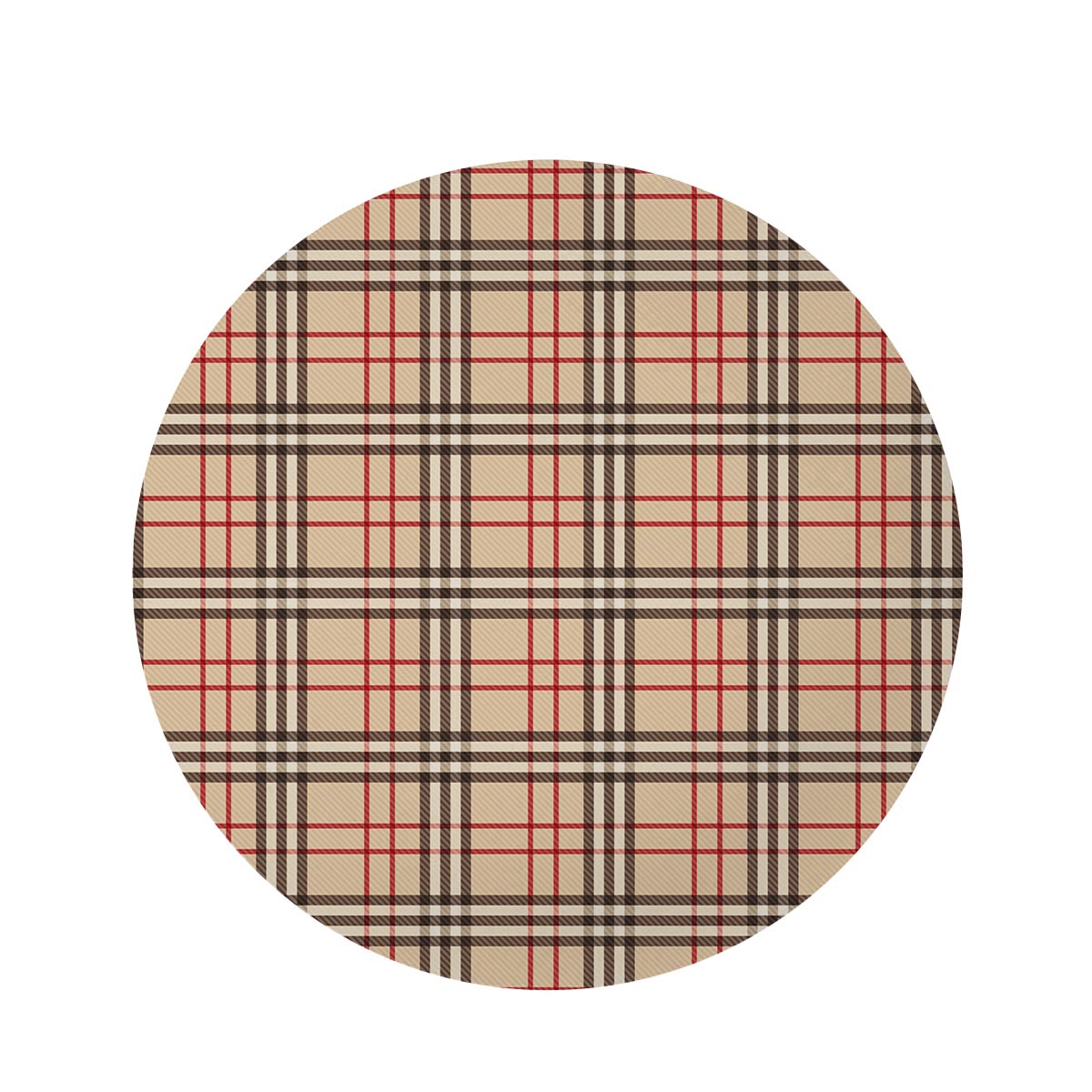 Beige Plaid Tartan Round Rug-grizzshop