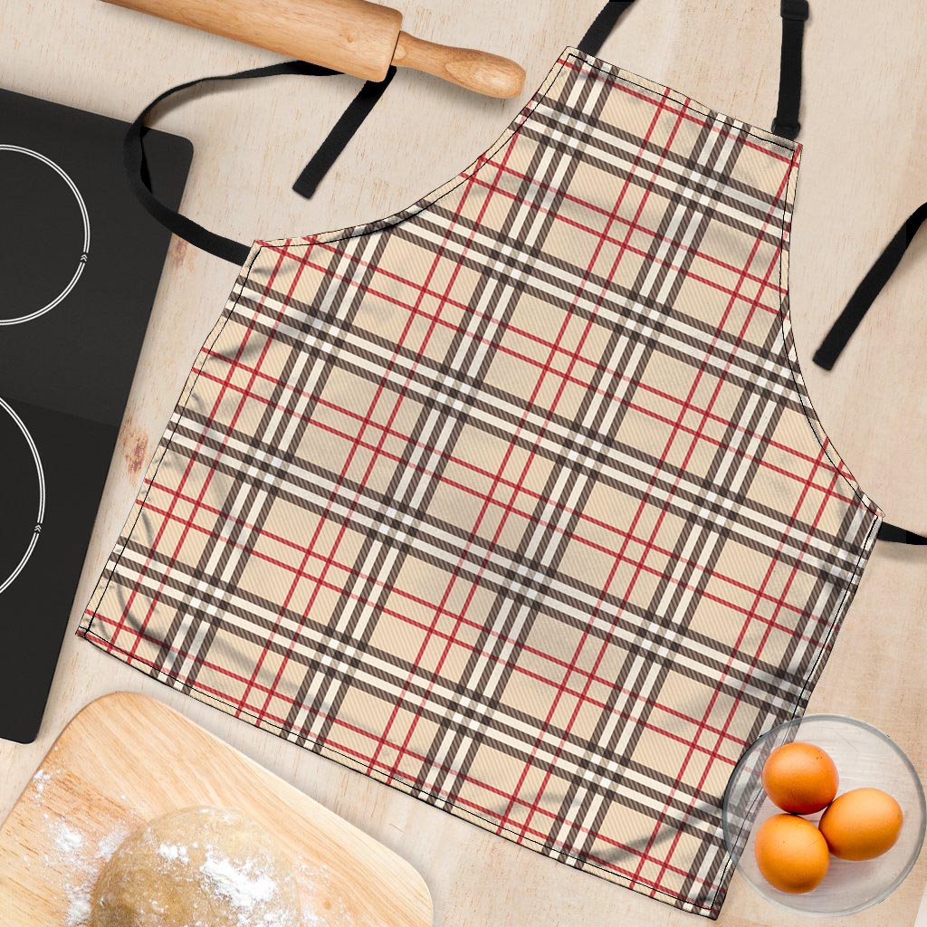 Beige Plaid Tartan Women's Apron-grizzshop