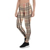 Beige Plaid Tartan Women's Leggings-grizzshop