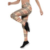 Beige Plaid Tartan Women's Leggings-grizzshop