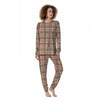 Beige Plaid Tartan Women's Pajamas-grizzshop