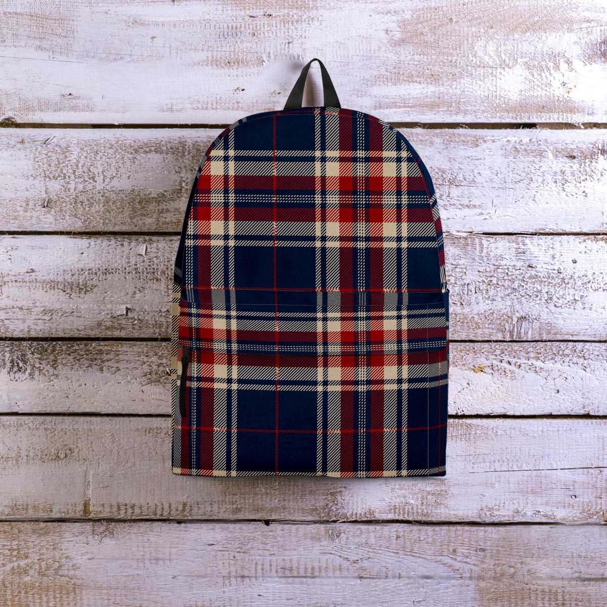 Beige Red And Blue Plaid Tartan Backpack-grizzshop