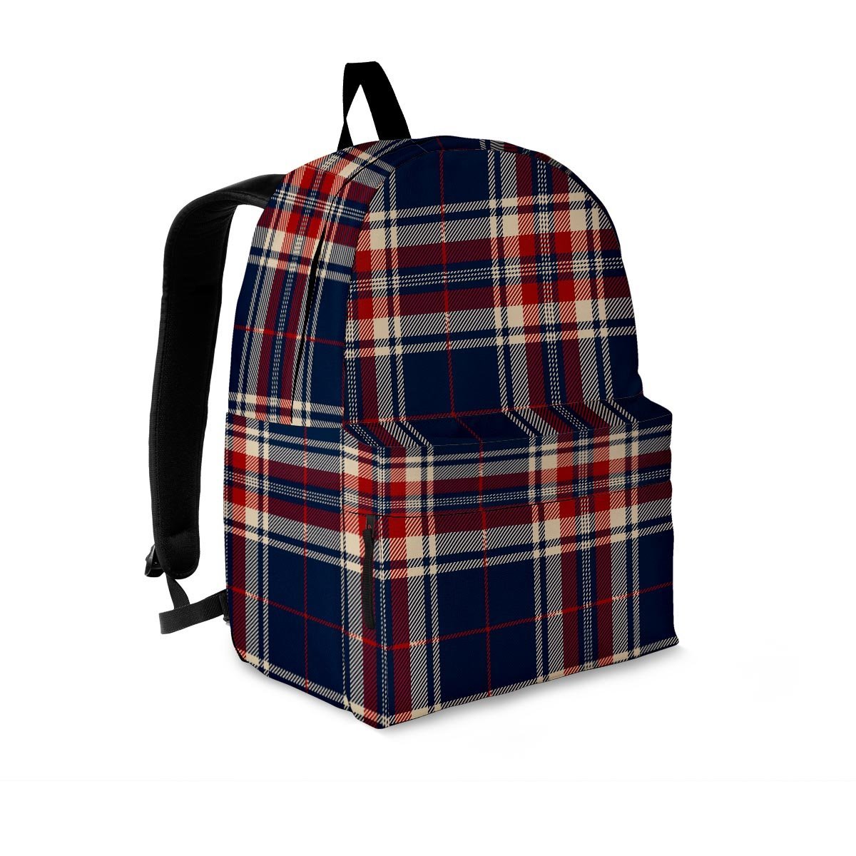 Beige Red And Blue Plaid Tartan Backpack-grizzshop