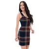 Beige Red And Blue Plaid Tartan Bodycon Dress-grizzshop