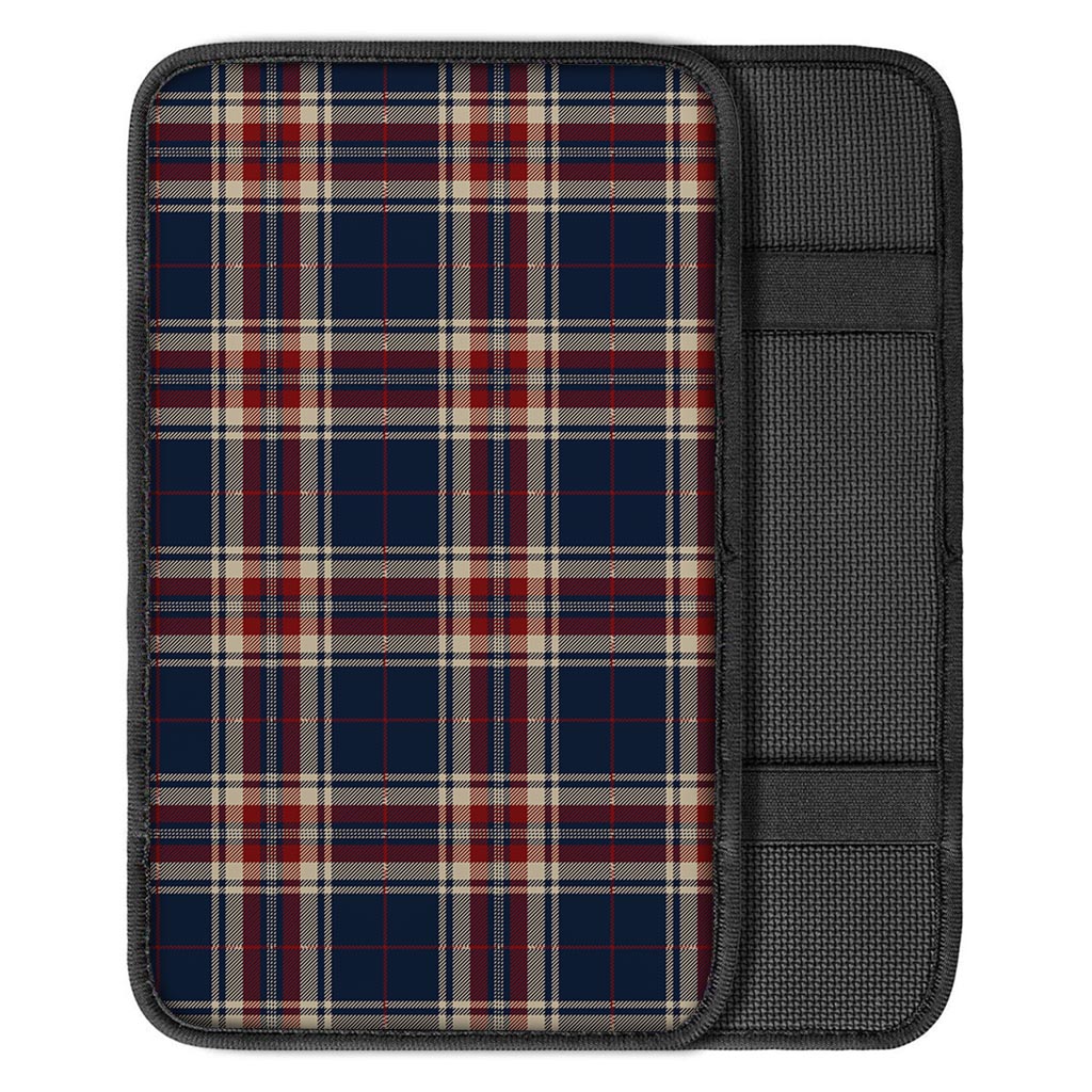 Beige Red And Blue Plaid Tartan Car Console Cover-grizzshop