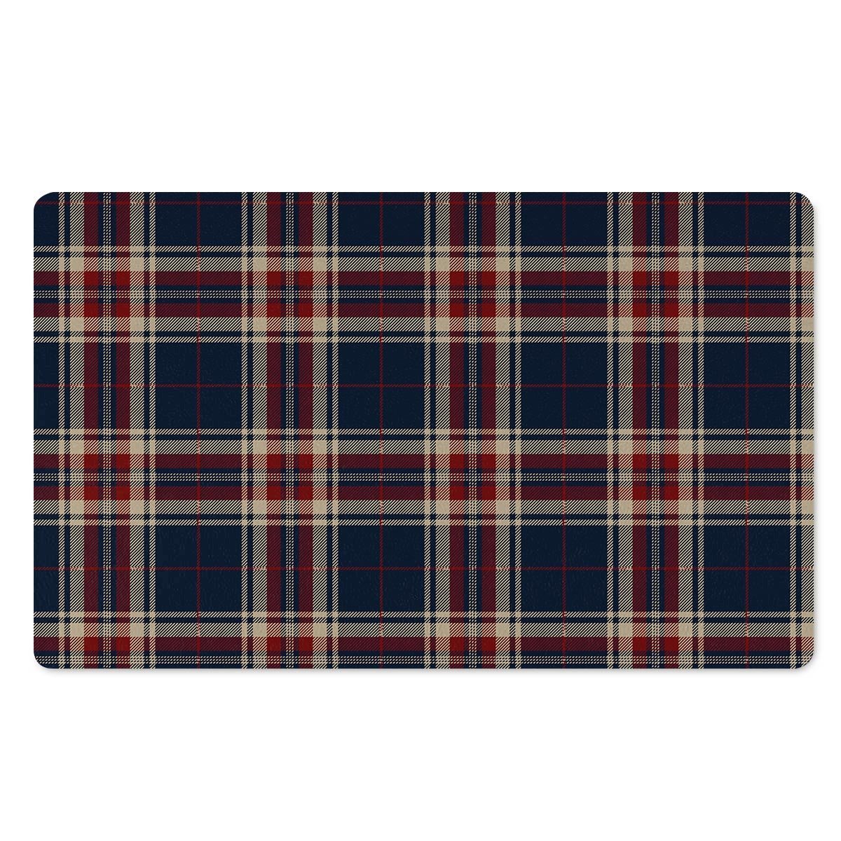 Beige Red And Blue Plaid Tartan Door Mat-grizzshop