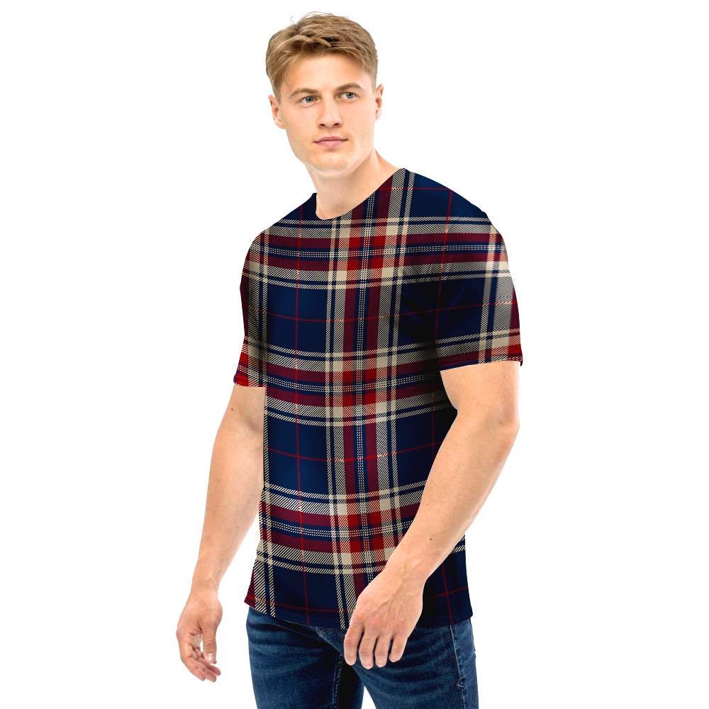 Beige Red And Blue Plaid Tartan Men T Shirt-grizzshop