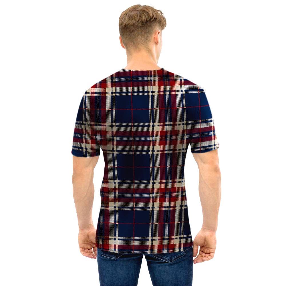 Beige Red And Blue Plaid Tartan Men T Shirt-grizzshop