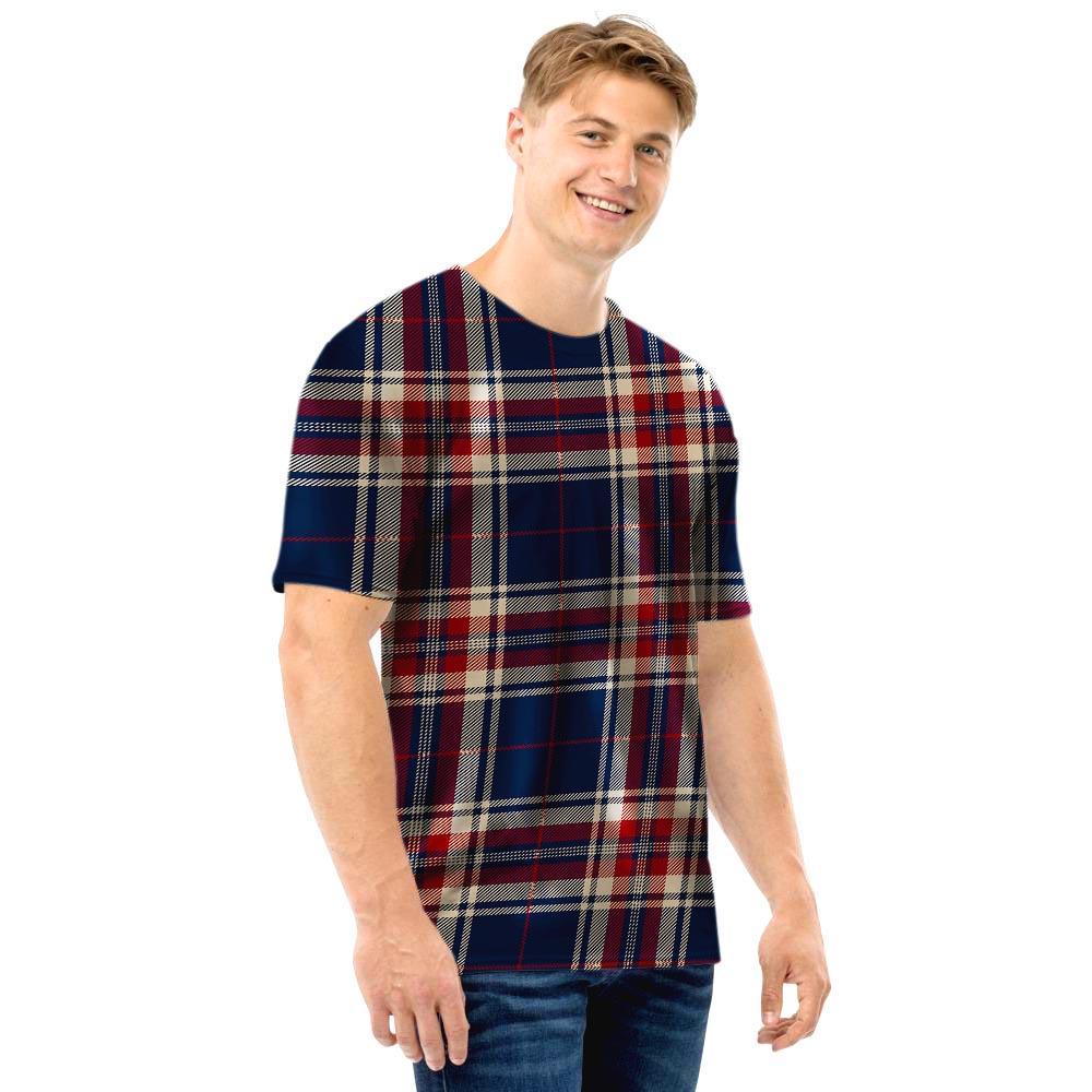 Beige Red And Blue Plaid Tartan Men T Shirt-grizzshop