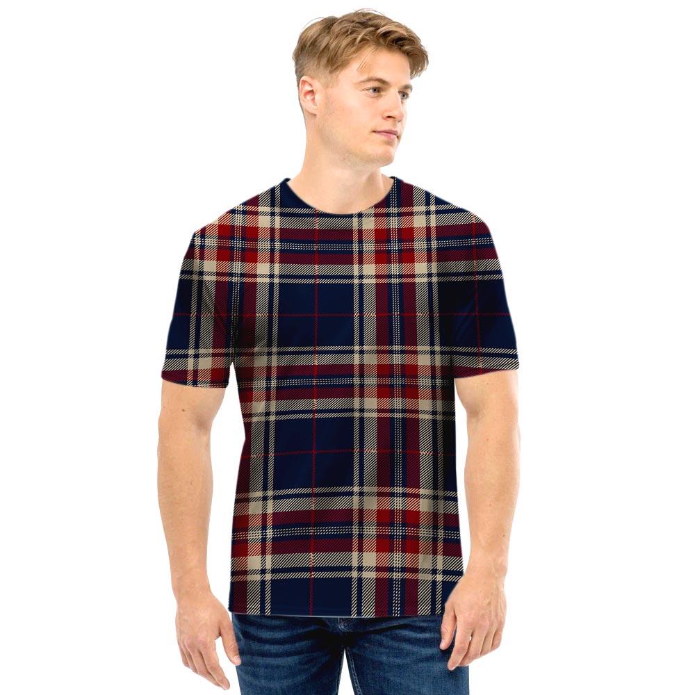 Beige Red And Blue Plaid Tartan Men T Shirt-grizzshop