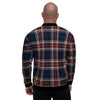 Beige Red And Blue Plaid Tartan Men's Bomber Jacket-grizzshop