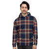 Beige Red And Blue Plaid Tartan Men's Hoodie-grizzshop