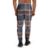 Beige Red And Blue Plaid Tartan Men's Joggers-grizzshop