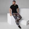 Beige Red And Blue Plaid Tartan Men's Joggers-grizzshop