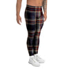 Beige Red And Blue Plaid Tartan Men's Leggings-grizzshop