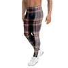 Beige Red And Blue Plaid Tartan Men's Leggings-grizzshop