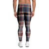 Beige Red And Blue Plaid Tartan Men's Leggings-grizzshop