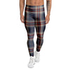 Beige Red And Blue Plaid Tartan Men's Leggings-grizzshop