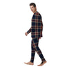 Beige Red And Blue Plaid Tartan Men's Pajamas-grizzshop