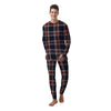 Beige Red And Blue Plaid Tartan Men's Pajamas-grizzshop