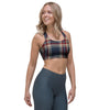 Beige Red And Blue Plaid Tartan Sports Bra-grizzshop