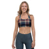 Beige Red And Blue Plaid Tartan Sports Bra-grizzshop