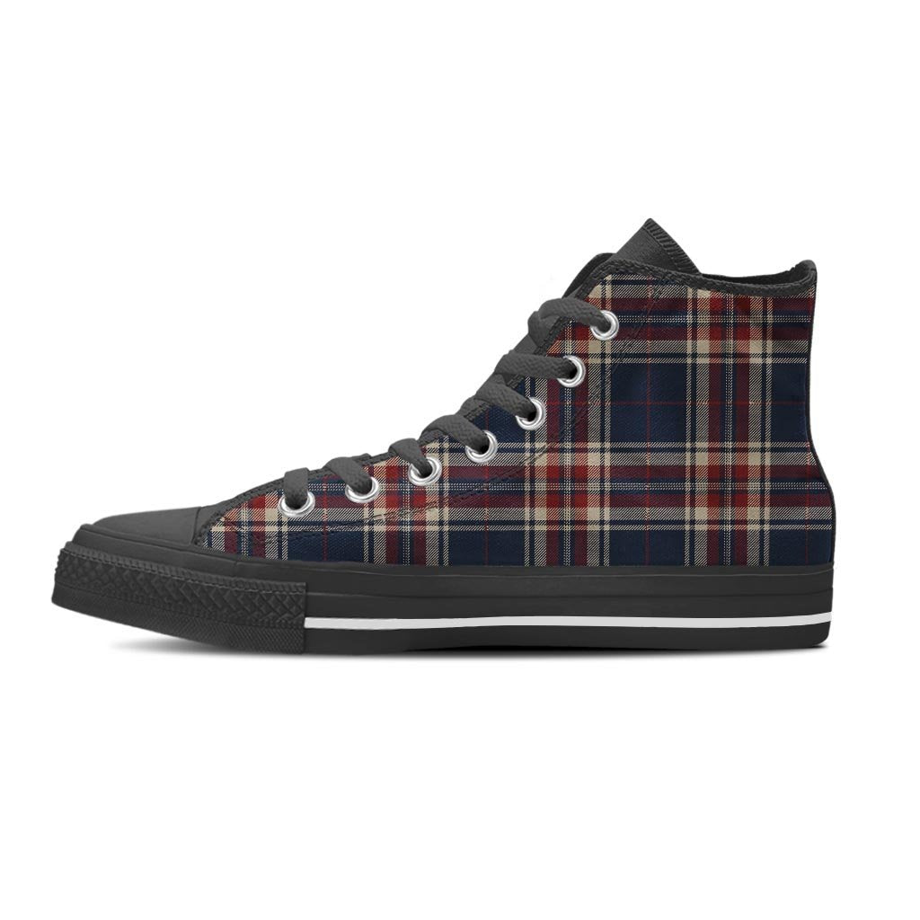 Beige Red And Blue Plaid Tartan Women's High Top Shoes-grizzshop