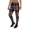 Beige Red And Blue Plaid Tartan Women's Joggers-grizzshop