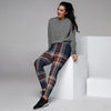 Beige Red And Blue Plaid Tartan Women's Joggers-grizzshop