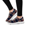 Beige Red And Blue Plaid Tartan Women's Sneakers-grizzshop